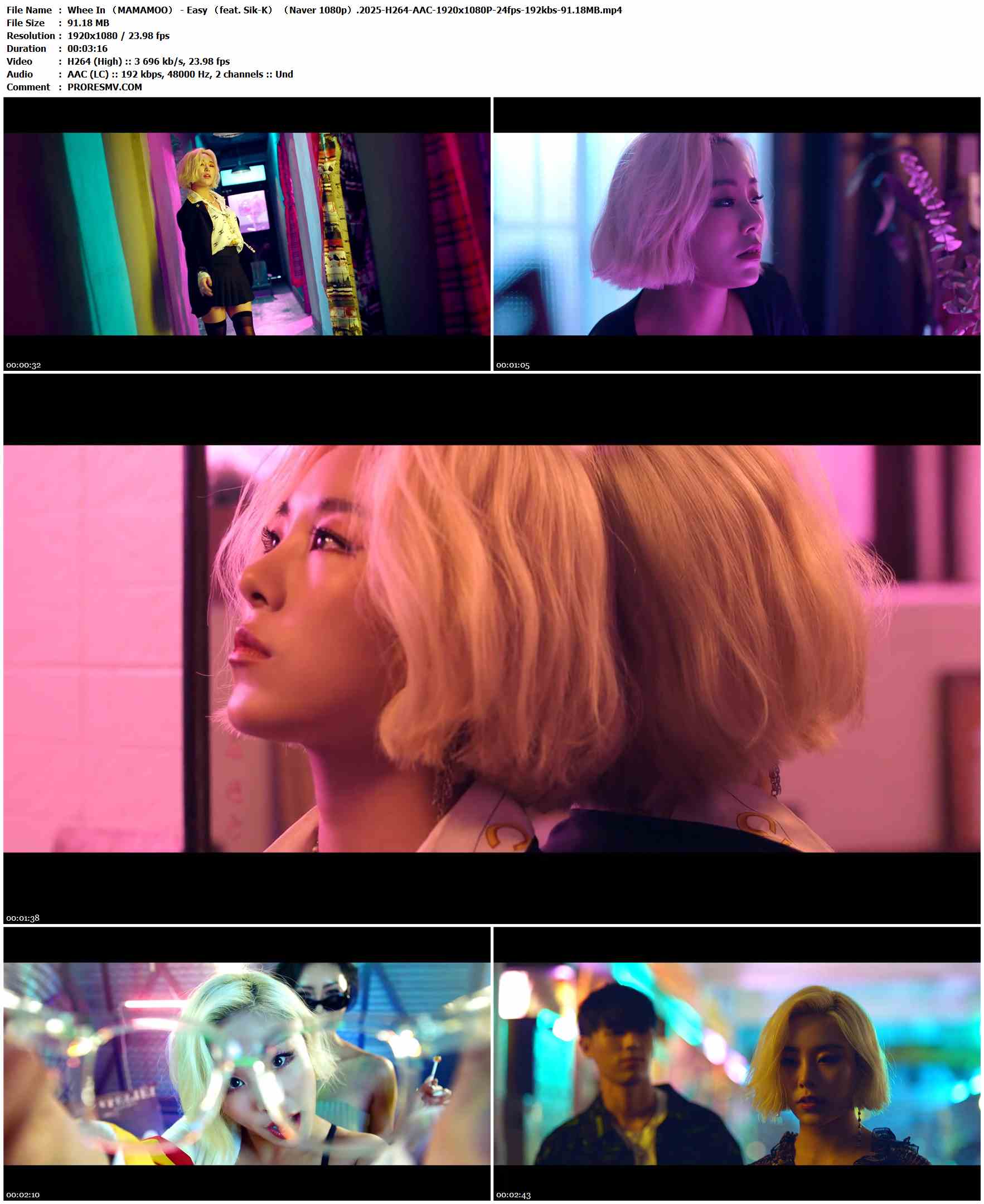 Whee In （MAMAMOO） - Easy （feat. Sik-K） （Naver 1080p）.2025-H264-AAC-1920x1080P-24fps-192kbs-91.18MB官方MV_高清MV